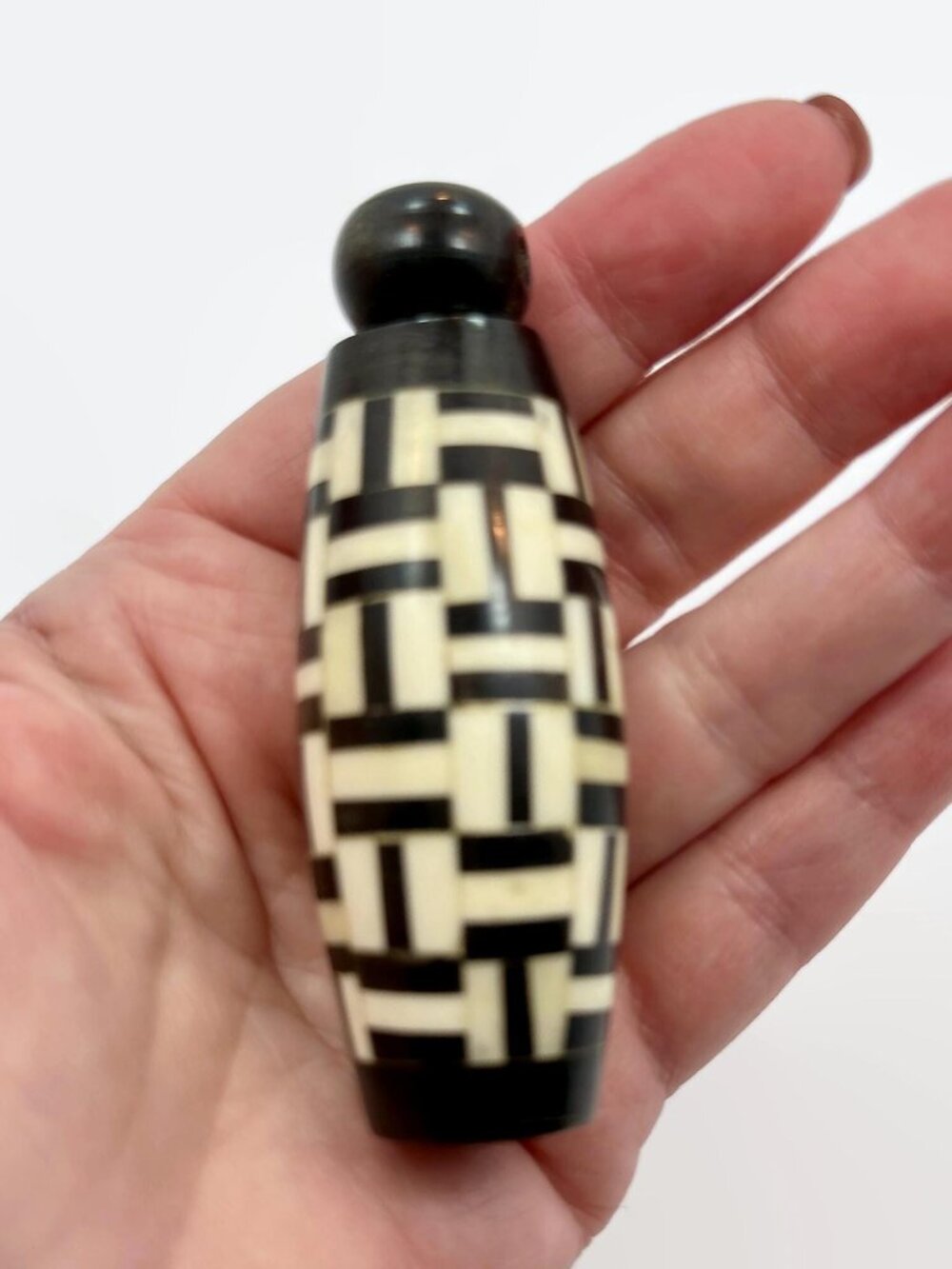 Pendant Wood Bone Inlay, India, Unique, 3" Long, Large